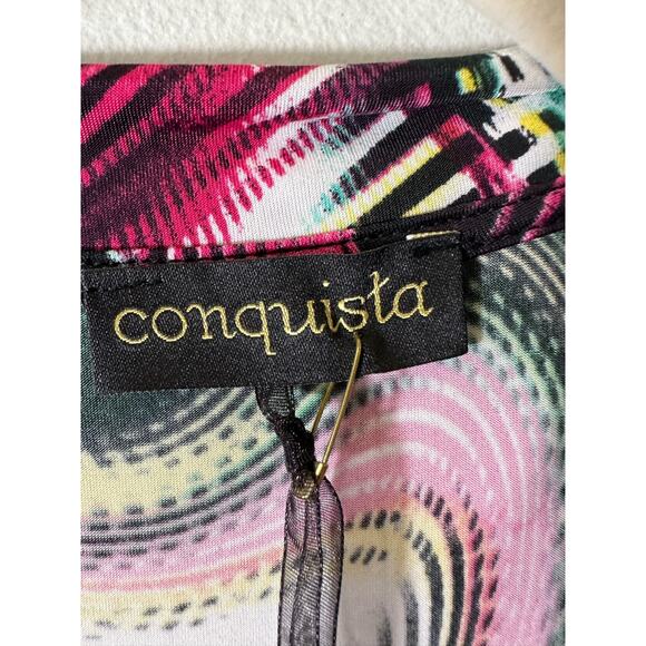 NWT Conquista Sleeveless Multi-colored Disco Patterned Midi Dress Sz 46/18 - Picture 2 of 4